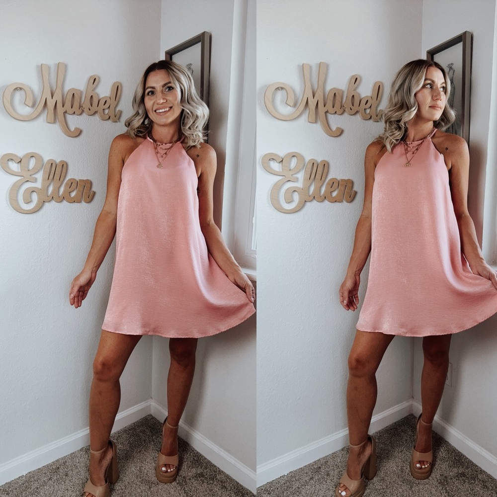 Show me your MuMu pink oracle flirty halter dress size medium